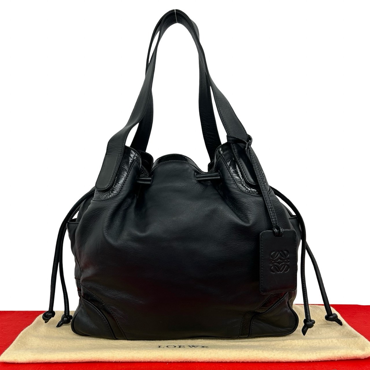 LOEWE ロエベ ロゴ 刻印 レザー トートバッグ ブラック
 27737