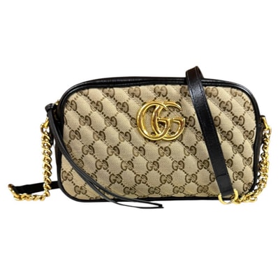 グッチ GGマーモント ショルダーバッグ GGキャンバス 735357 ブラック レディース GUCCI 中古