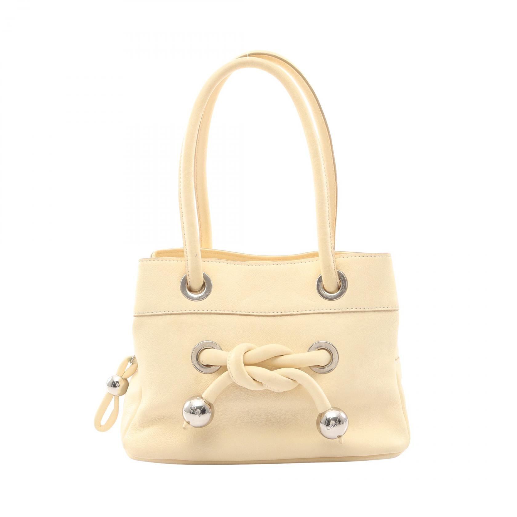 クロエ Chloe ノット ディティール ハンドバッグ バッグ レザー レディース アイボリー系 【中古】