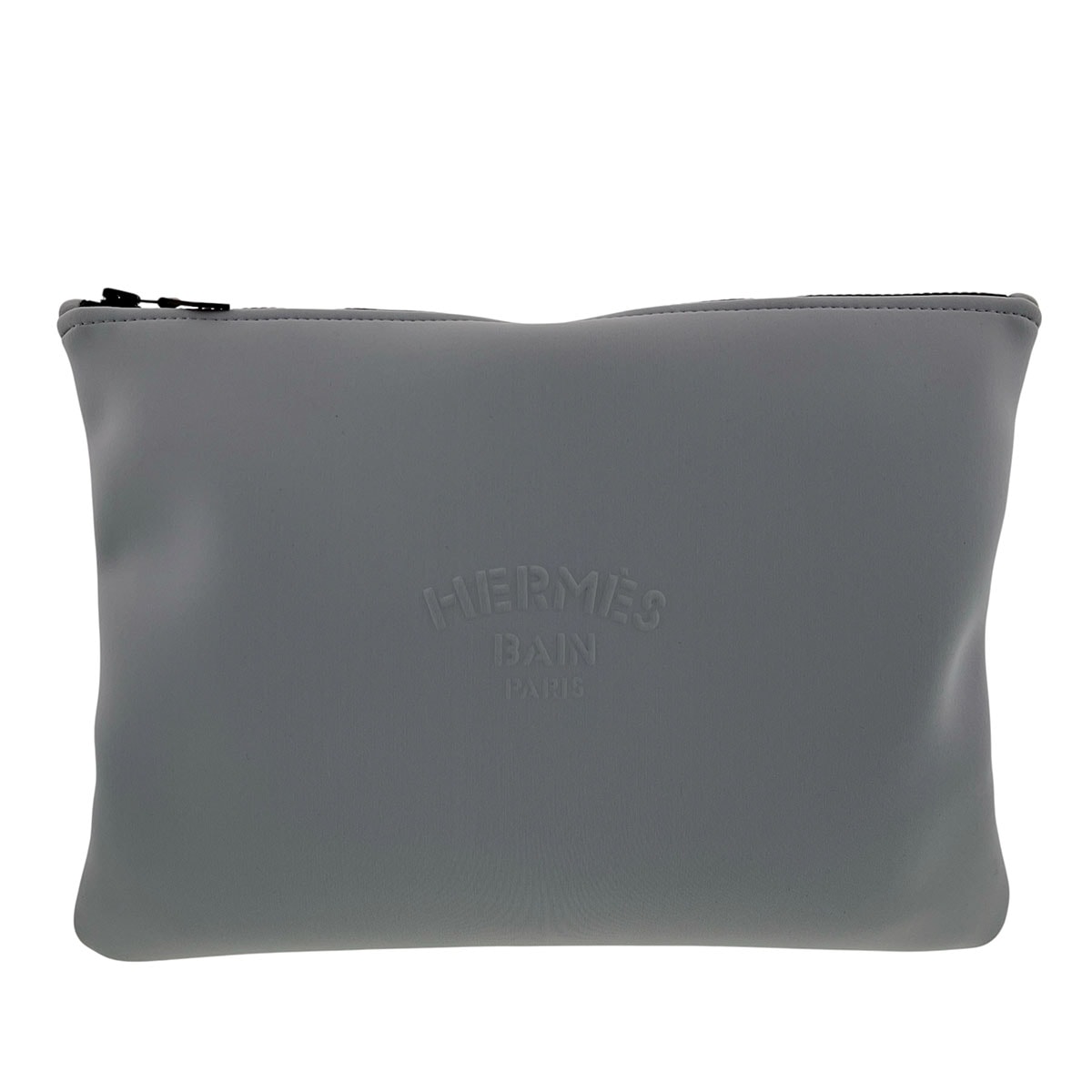 HERMES エルメス トゥルースフラット GM ネオバン セカンドバッグ ポーチ ポリアミド グレー ブラック金具  メンズ【中古】