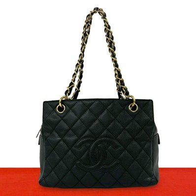 CHANEL シャネル PTT マトラッセ ココマーク キャビアスキン ショルダーバッグ ブラック
30016