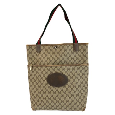 GUCCI グッチ ヴィンテージ シェリーライン ベージュ ブラウン GGスプリームキャンバス トートバッグ ショルダーバッグ 601656 【中古】