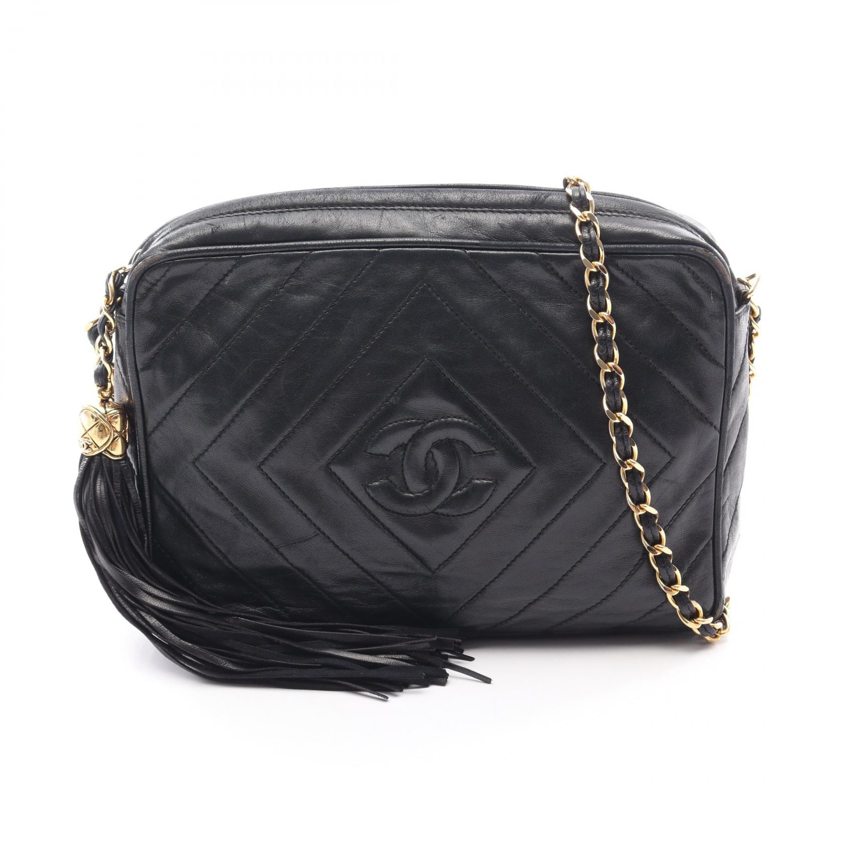 シャネル CHANEL ココマーク ダイヤスティッチ ショルダーバッグ バッグ ラムスキン(羊革) レディース ブラック系 【中古】