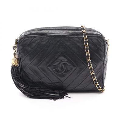 シャネル CHANEL ココマーク ダイヤスティッチ ショルダーバッグ バッグ ラムスキン(羊革) レディース ブラック系 【中古】