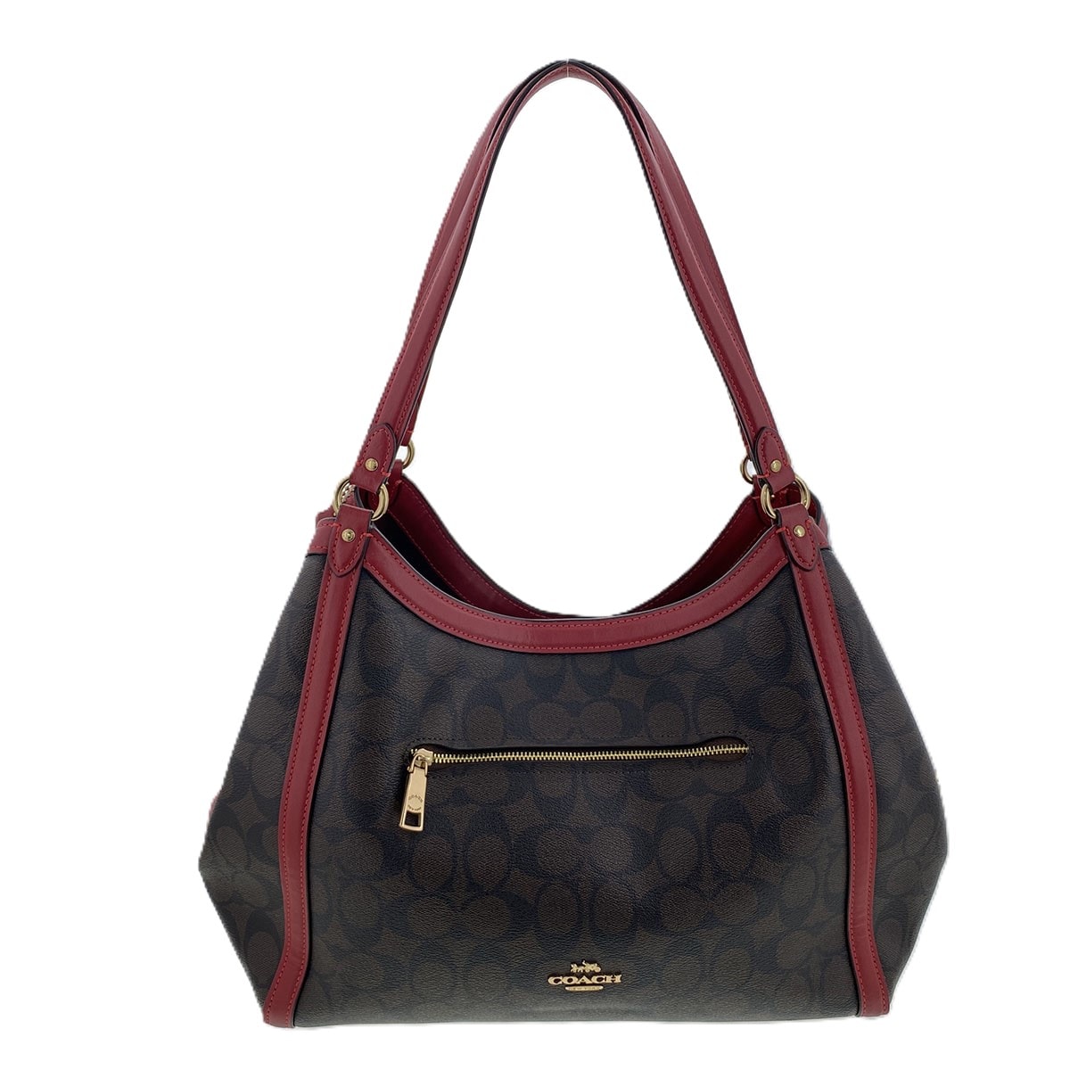 【値下げ】 COACH コーチ シグネチャー キャンバス クリスティ ショルダーバッグ トートバッグ C6232 ブラウン レッド  レディース【中古】