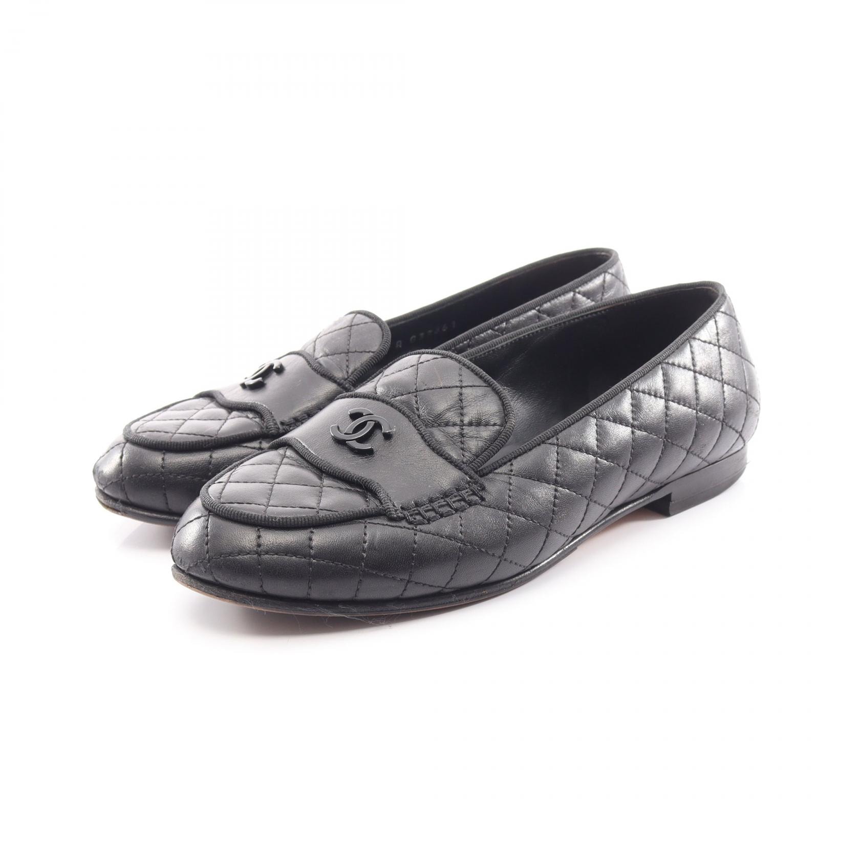 シャネル CHANEL マトラッセ ココマーク ローファー 靴 レザー レディース ブラック系 【中古】