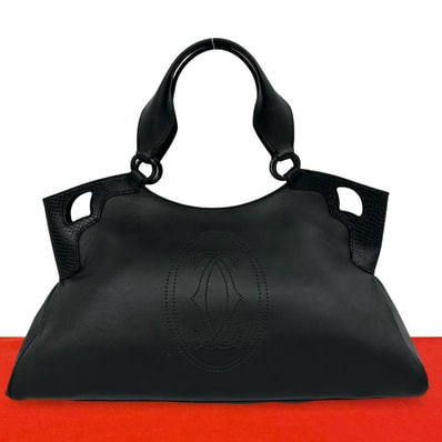 CARTIER カルティエ マルチェロ ロゴ レザー ハンドバッグ ブラック
28616