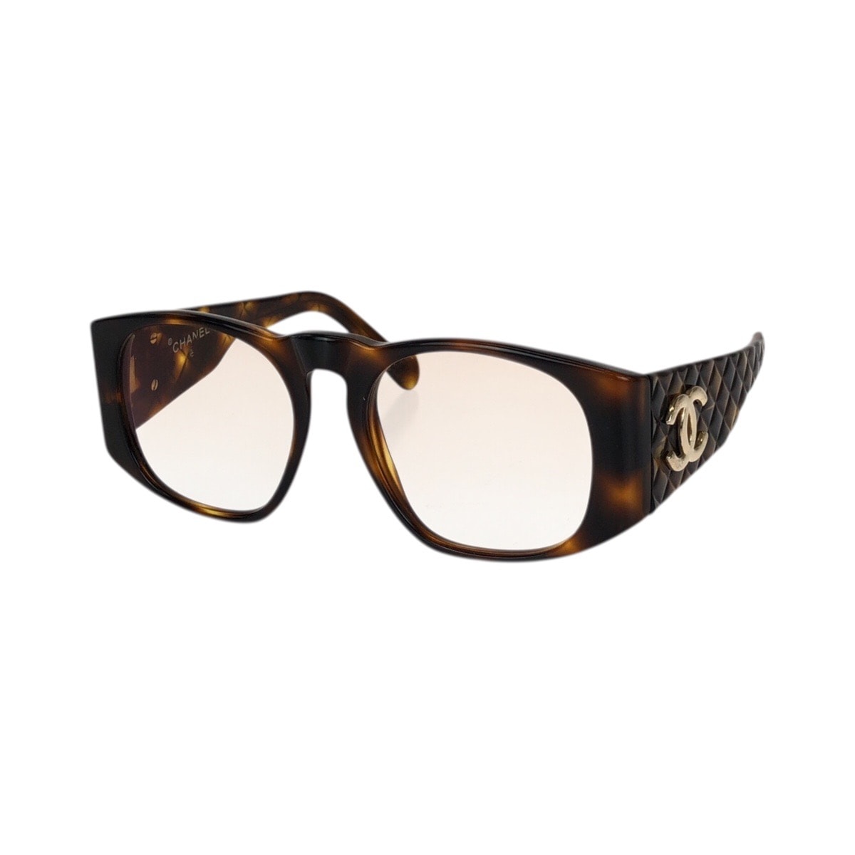 美品 CHANEL シャネル マトラッセ ココマーク ブラウン ゴールド金具 プラスチック サングラス メガネ 男女兼用 オーバル 601606 【中古】