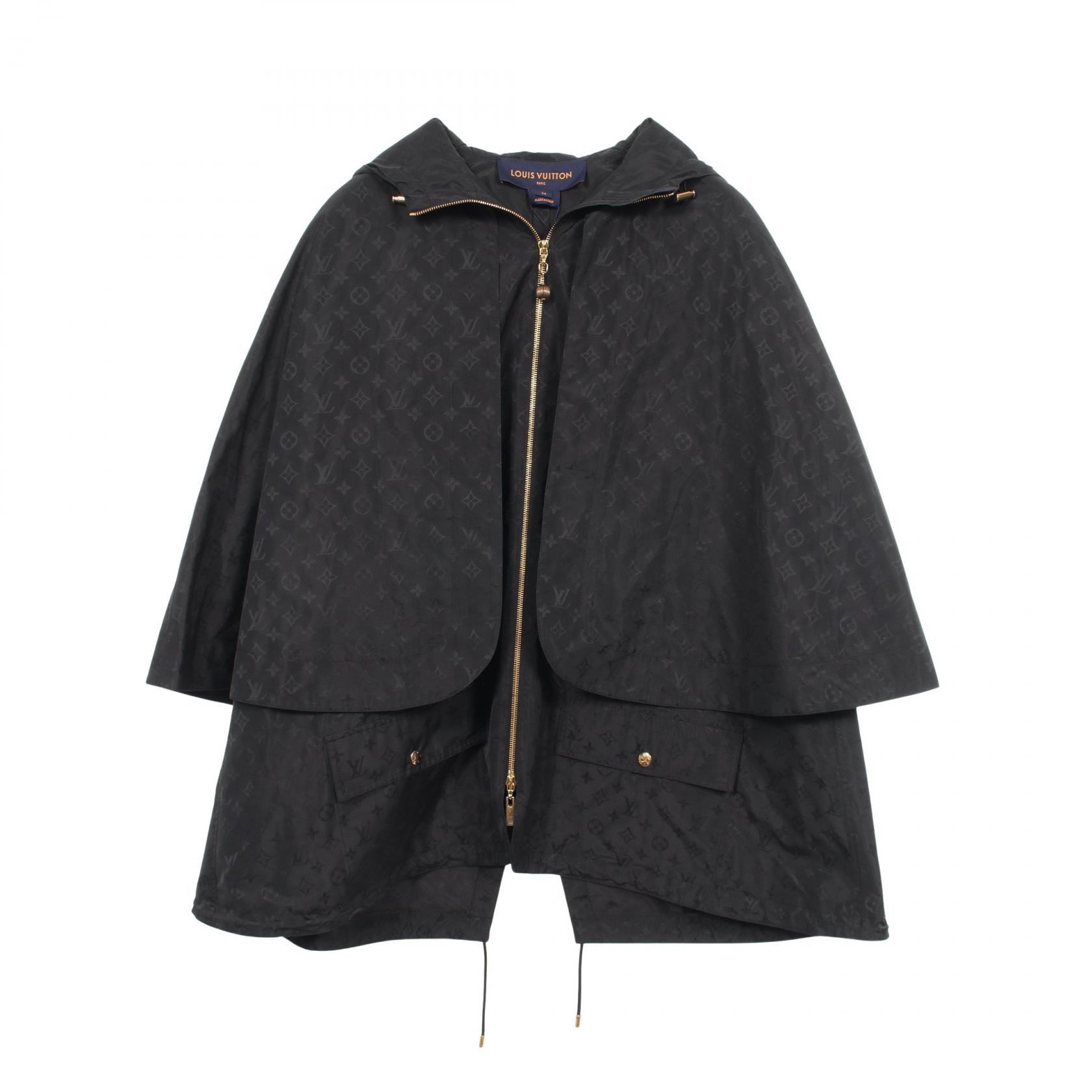 ルイ・ヴィトン LOUIS VUITTON モノグラム フード付き ポンチョ 衣料品 アウター シルク ポリエステル レディース ブラック系 RW221B FLX FMOW82 【中古】