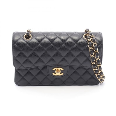 シャネル CHANEL マトラッセ Wフラップ ショルダーバッグ バッグ キャビアスキン(グレインドカーフ) レディース ブラック系 【中古】