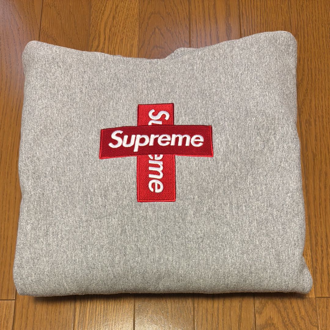 Supreme Cross Box Logo Hooded Sweatshirt "Grey"