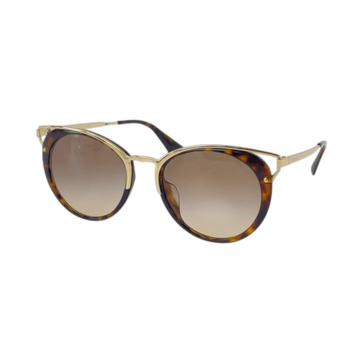 美品 PRADA プラダ マーブル ブラウン ゴールド金具 メタル プラスチック/ サングラス メガネ フォックス 600218 【中古】