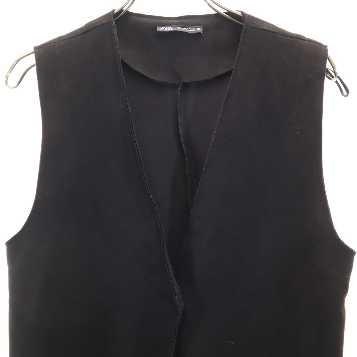 C (やや傷や汚れあり)】ZARA ザラ ロング ベスト S ブラック Sの