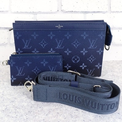 ルイヴィトン LOUIS VUITTON ガストン・ウェアラブルウォレット M11544 長財布 モノグラムグラディエント ネイビー メンズ【中古】【Aランク】