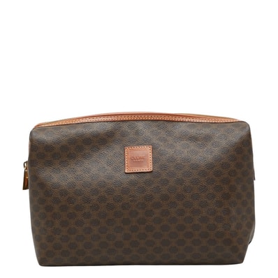 セリーヌ マカダム セカンドバッグ クラッチバッグ ブラウン PVC レザー レディース CELINE 【中古】