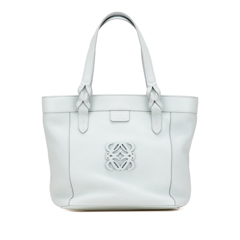 ロエベ アナグラム フスタ ハンドバッグ トートバッグ ベビーブルー レザー レディース LOEWE 【中古】