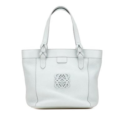 ロエベ アナグラム フスタ ハンドバッグ トートバッグ ベビーブルー レザー レディース LOEWE 【中古】