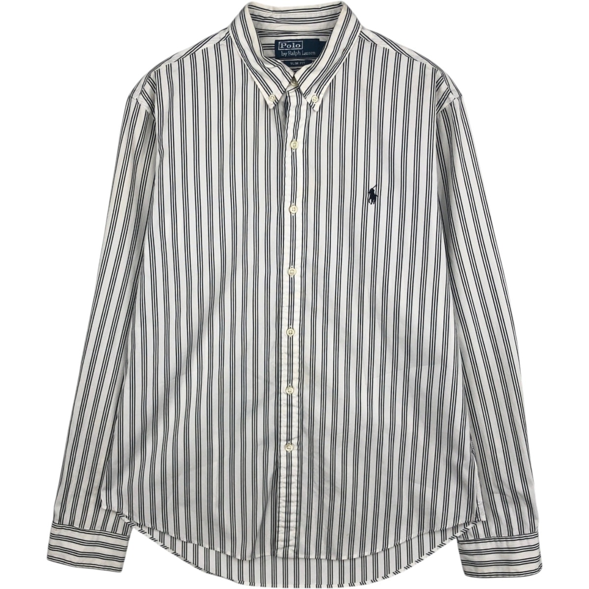 古着 ラルフローレン Ralph Lauren POLO by Ralph Lauren SLIM FIT 長袖 ボタンダウンストライプシャツ メンズL相当/eaa629016