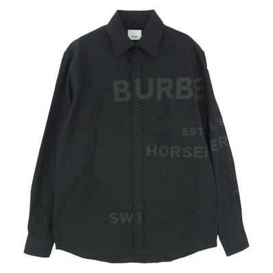 BURBERRY LONDON バーバリー ロンドン 20SS 8029347 Horseferry Print Shirt ホースフェリープリント 長袖 ドレスシャツ ブラック系 XS【中古】