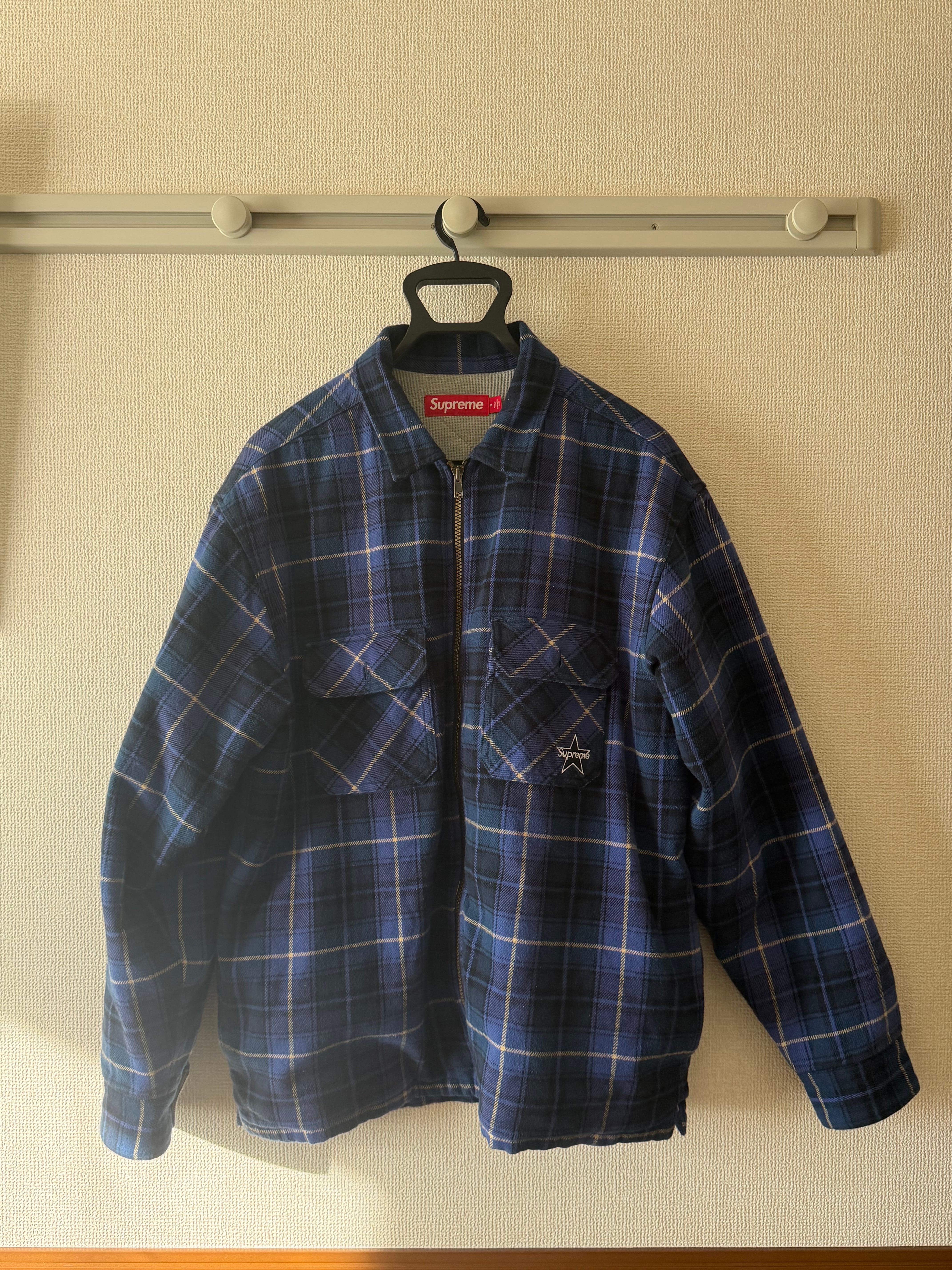 シュプリーム サーマル ラインド ジップ アップ フランネル シャツ "ブルー"
