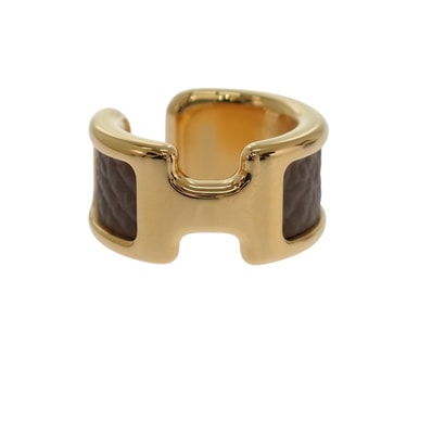 エルメス HERMES オランプPM イヤーカフ 片耳用 H010734CC18 イヤリング ヴォーエプソン エトゥープ ゴールド金具 レディース【中古】【Aランク】