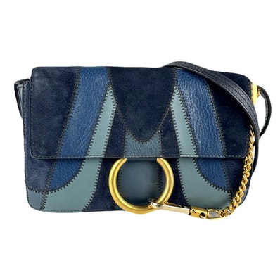 クロエ Chloe ショルダーバッグ フェイ レザー/スエード ネイビー/ブラック ゴールド レディース【中古】 z8623