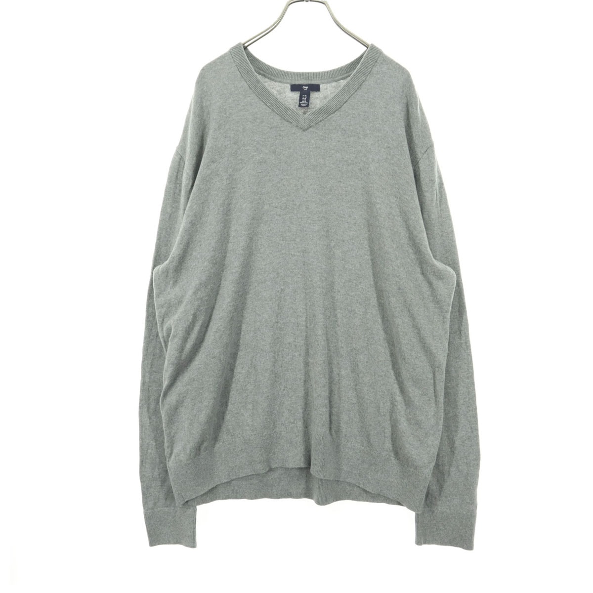 美品 GAP ギャップ 長袖 Vネック セーター XL グレー