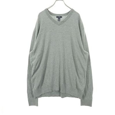 美品 GAP ギャップ 長袖 Vネック セーター XL グレー