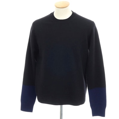【中古】コムデギャルソンシャツ COMME des GARCONS SHIRT ウール クルーネック プルオーバーニット ブラックxネイビー【サイズS】【メンズ】