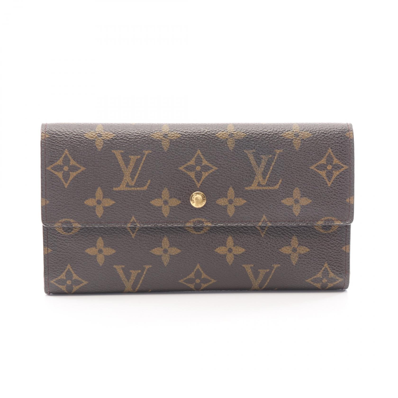 ルイ・ヴィトン LOUIS VUITTON ポルトトレゾール インターナショナル 三つ折り長財布 財布 PVCコーティングキャンバス モノグラム レディース ブラウン系 M61215 【中古】