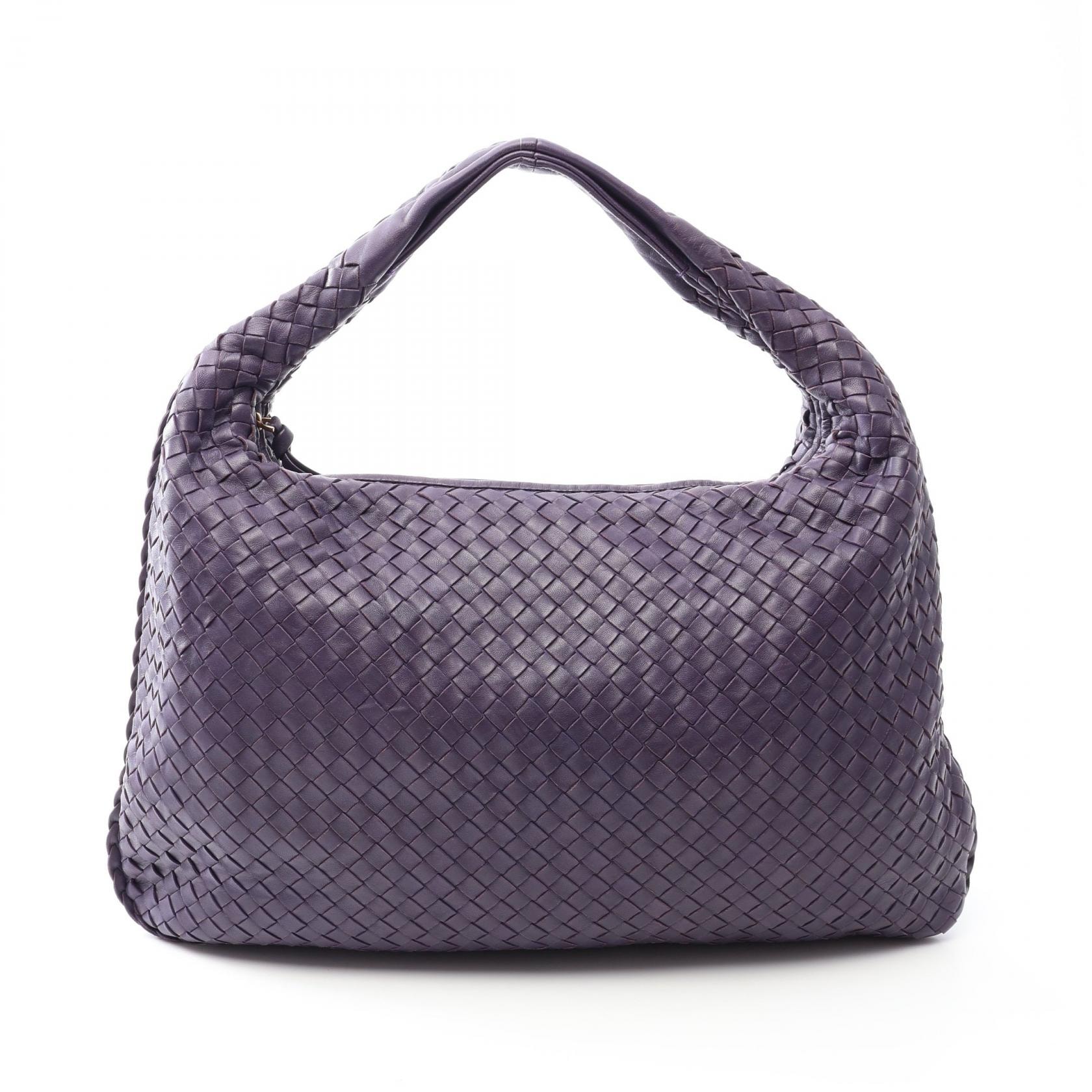 ボッテガヴェネタ BOTTEGA VENETA イントレチャート ショルダーバッグ バッグ レザー レディース パープル系 115654 【中古】