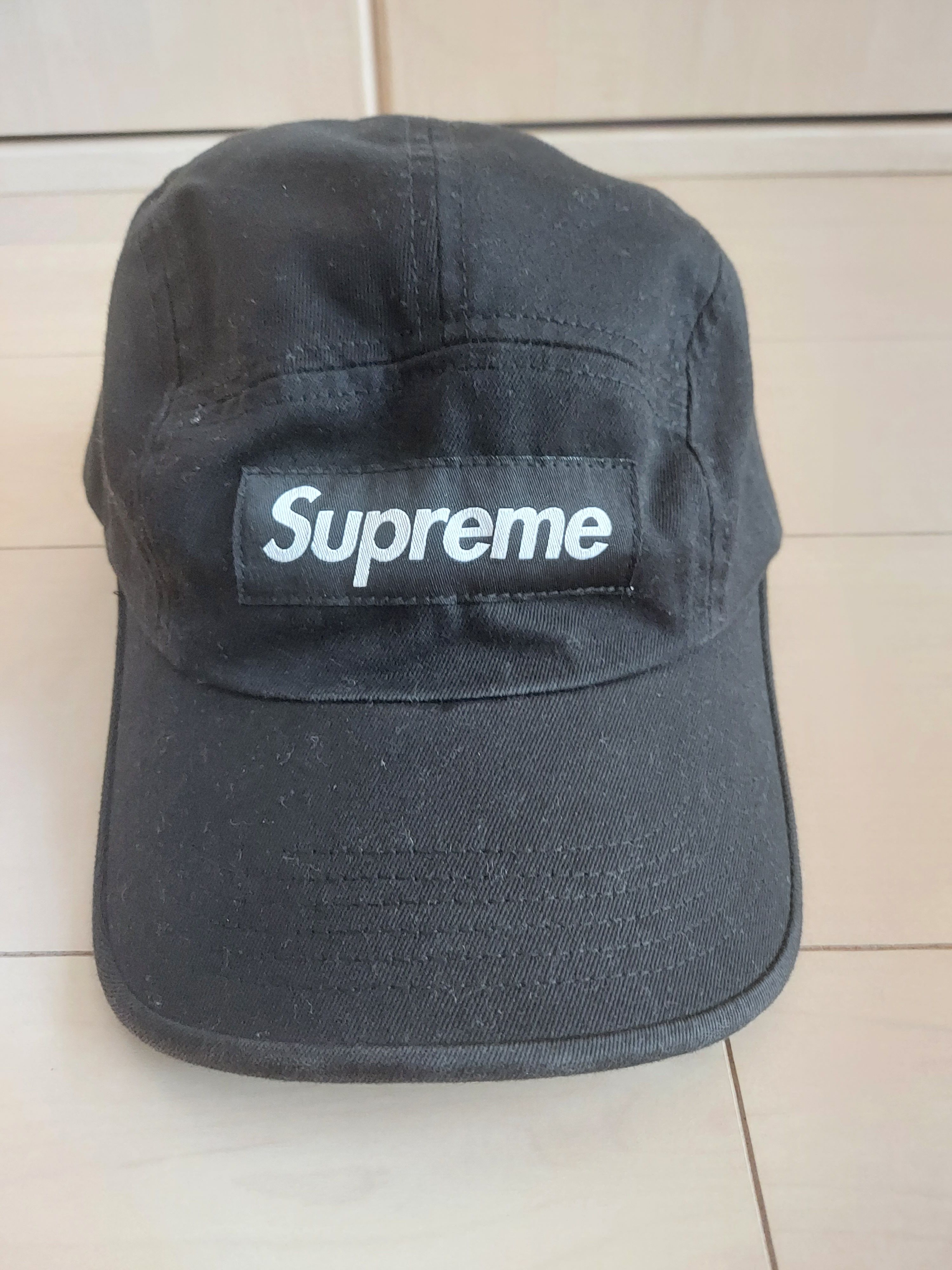 Supreme Washed Chino Twill Camp Cap "Black"(22SS)