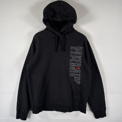 古着 ザ・ノースフェイス THE NORTH FACE パーカー スウェット ロゴプリント アウトドア プルオーバー フーディ M ブラック メンズ