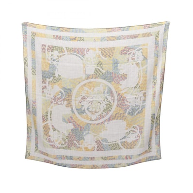 エルメス HERMES カレ90 MARBLE EX-LIBRIS スカーフ 衣料品 シルク カシミヤ シルク レディース グレー系 / マルチカラー 【中古】