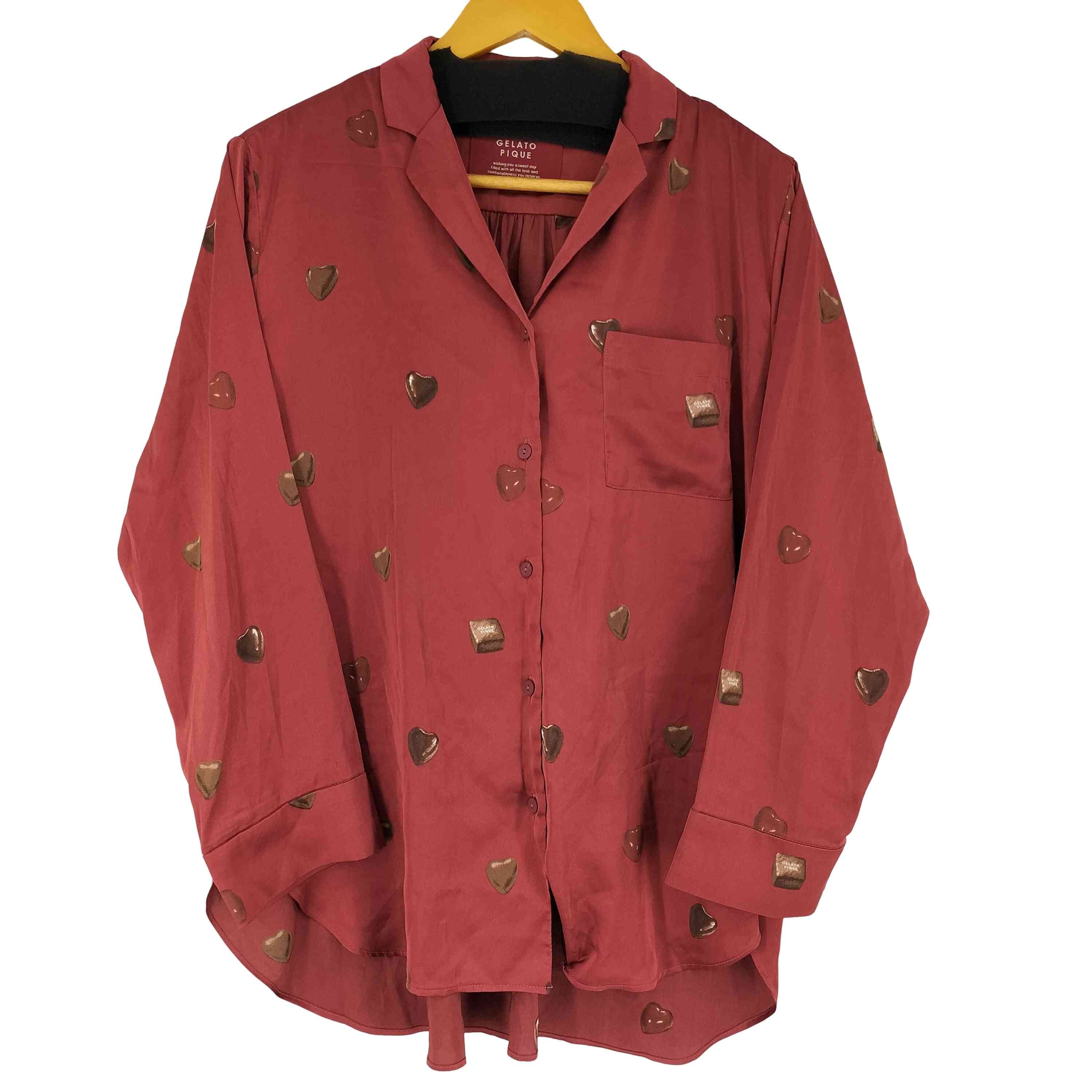 バレンタイン ハートチョコ柄 シャツ【1139309108502】