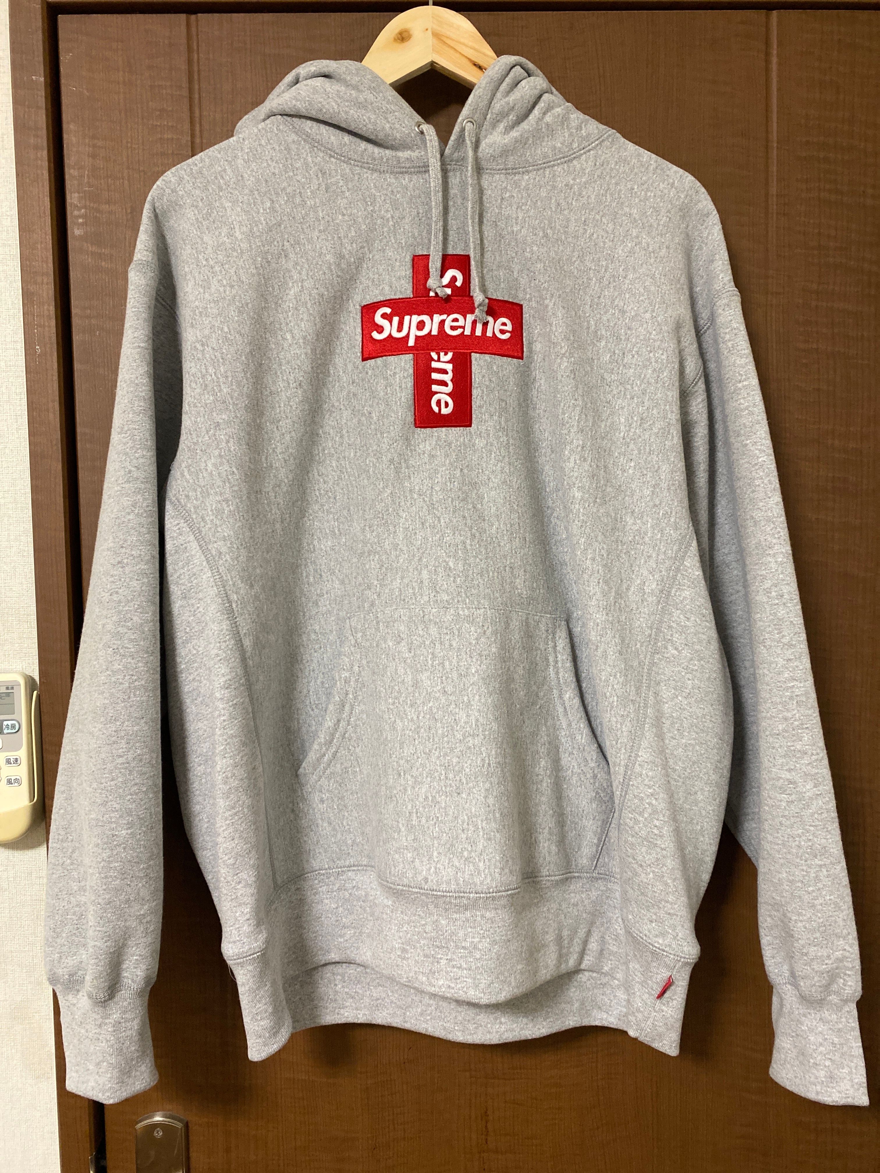 Supreme Cross Box Logo Hooded Sweatshirt "Grey"