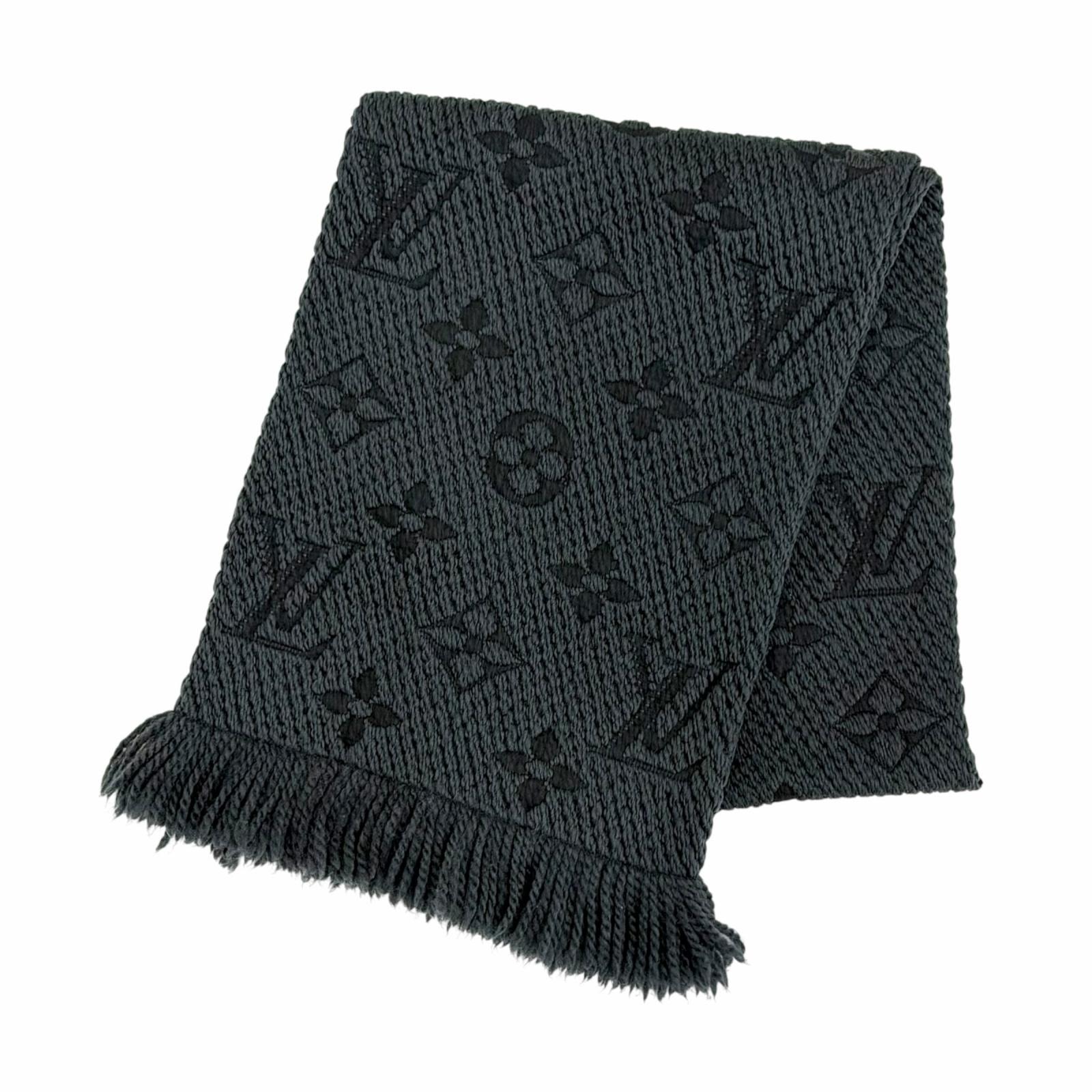 美品 ルイヴィトン マフラー エシャルプ ロゴマニア ダークグレー 413287