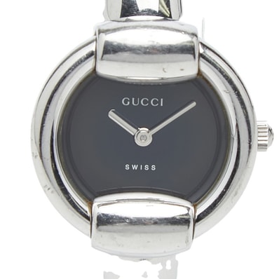 グッチ 腕時計 バングルウォッチ 1400L クオーツ ブラック文字盤 ステンレススチール レディース GUCCI 【中古】