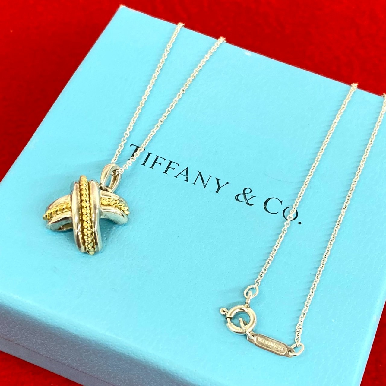 TIFFANY&Co. ティファニー シグネチャー ネックレス シルバー925 K18イエローゴールド ネックレス シルバー
 28583
