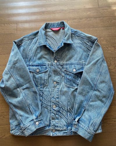 Supreme S Logo Denim Trucker Jacket "Washed Blue"