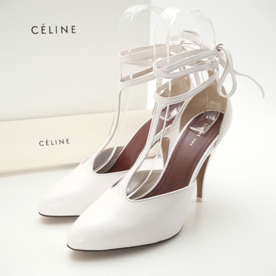 ■未使用品■CELINE セリーヌ パンプス サイズ37 フィービー期 Night Out Kidskin レザー Tストラップ 靴 イタリア製 20240919/RA1238
