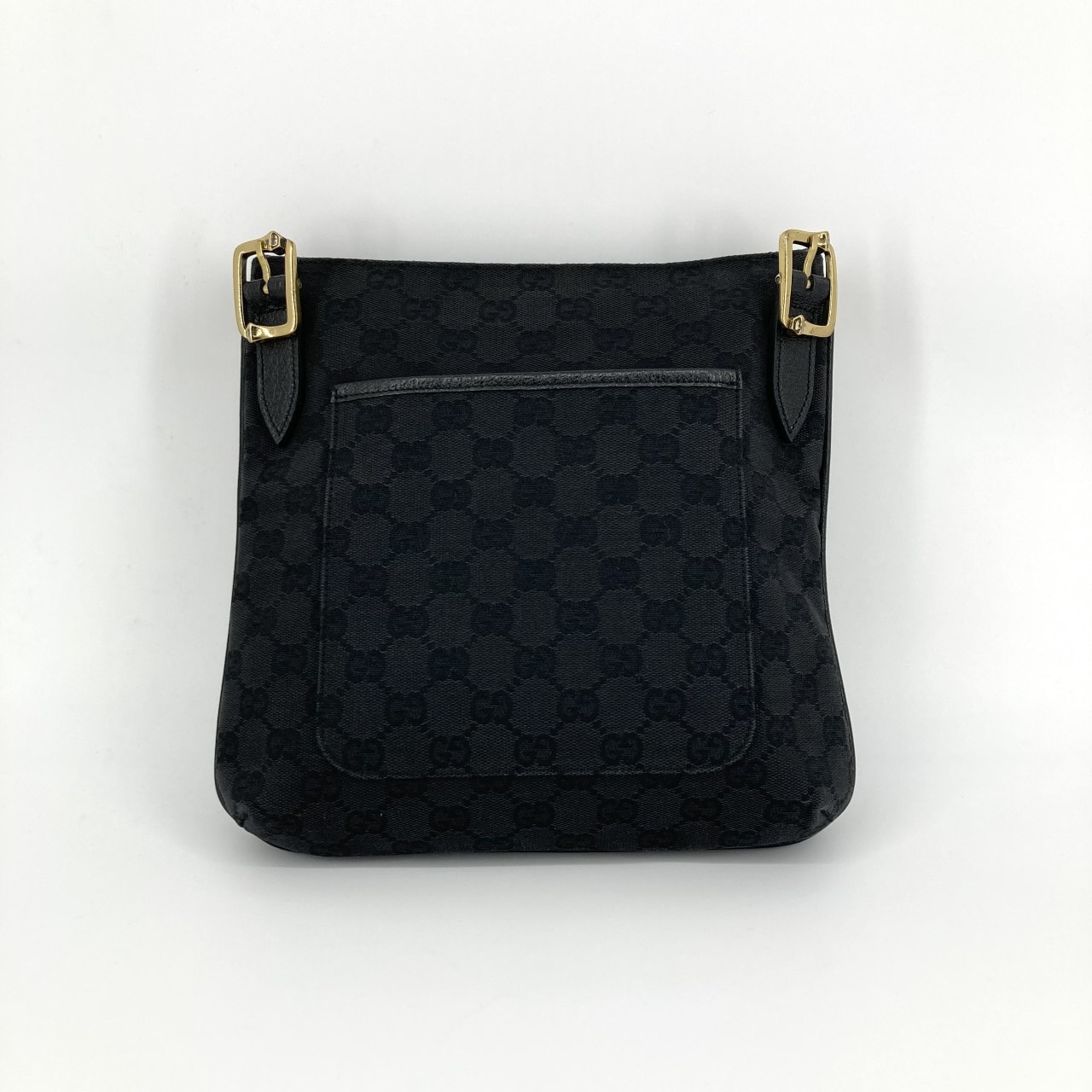 GUCCI(グッチ) GGキャンバス ゴールド金具 レザー 115514 ショルダーバッグ ブラック×ゴールド