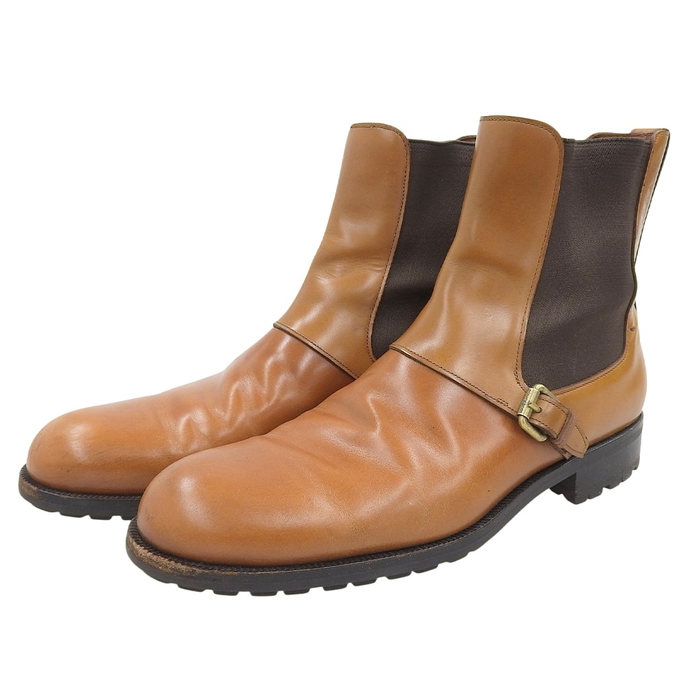 ルイヴィトン レザー アンクル サイドゴア モンクブーツ メンズ ブラウン 7 1/2 7.5