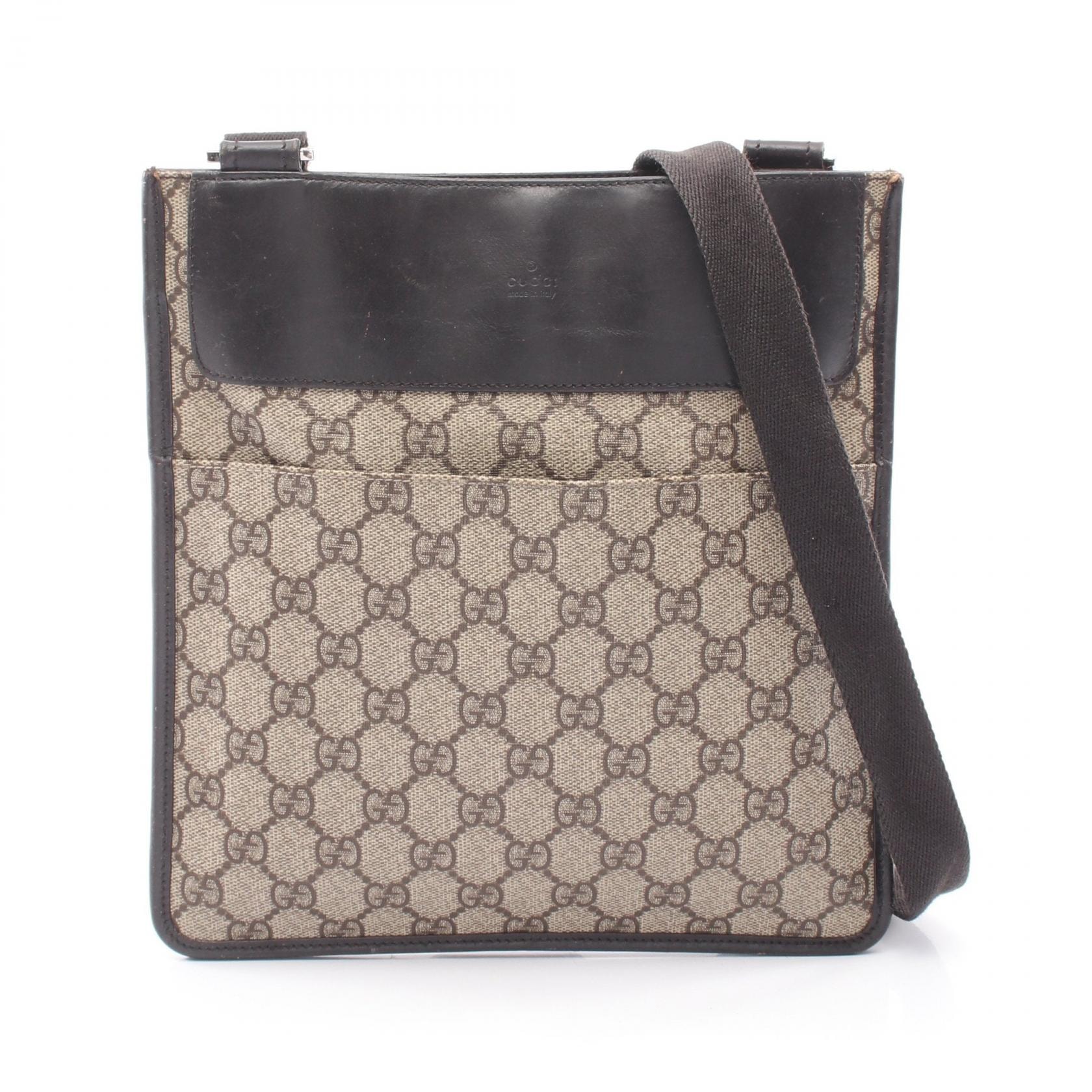 グッチ GUCCI GGスプリーム ショルダーバッグ バッグ PVCコーティングキャンバス レザー レディース ベージュ系 / ブラウン系 27639 【中古】