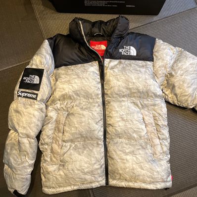 Supreme x The North Face Nuptse Jacket "White Paper Print"