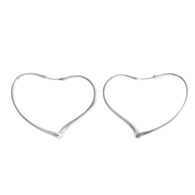 TIFFANY&Co. ティファニー オープンハート フープ ピアス ミディアム イヤリング スターリングシルバー シルバー【中古】