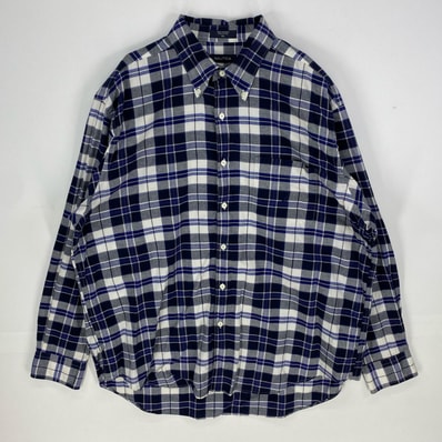 古着 ノーティカ NAUTICA 長袖シャツ 胸ポケット 刺繍ロゴ ワンポイント ボタンダウン XL ブルー系 チェック メンズ