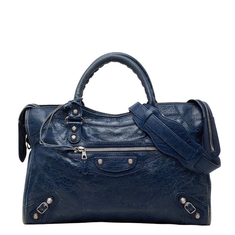 バレンシアガ ジャイアントシティ ハンドバッグ ショルダーバッグ 2WAY 281770 ブルー レザー レディース BALENCIAGA 【中古】