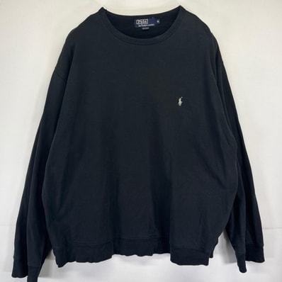 古着 ポロバイラルフローレン Polo by Ralph Lauren スウェット トレーナー ワンポイントロゴ プルオーバー XL ブラック系 メンズ