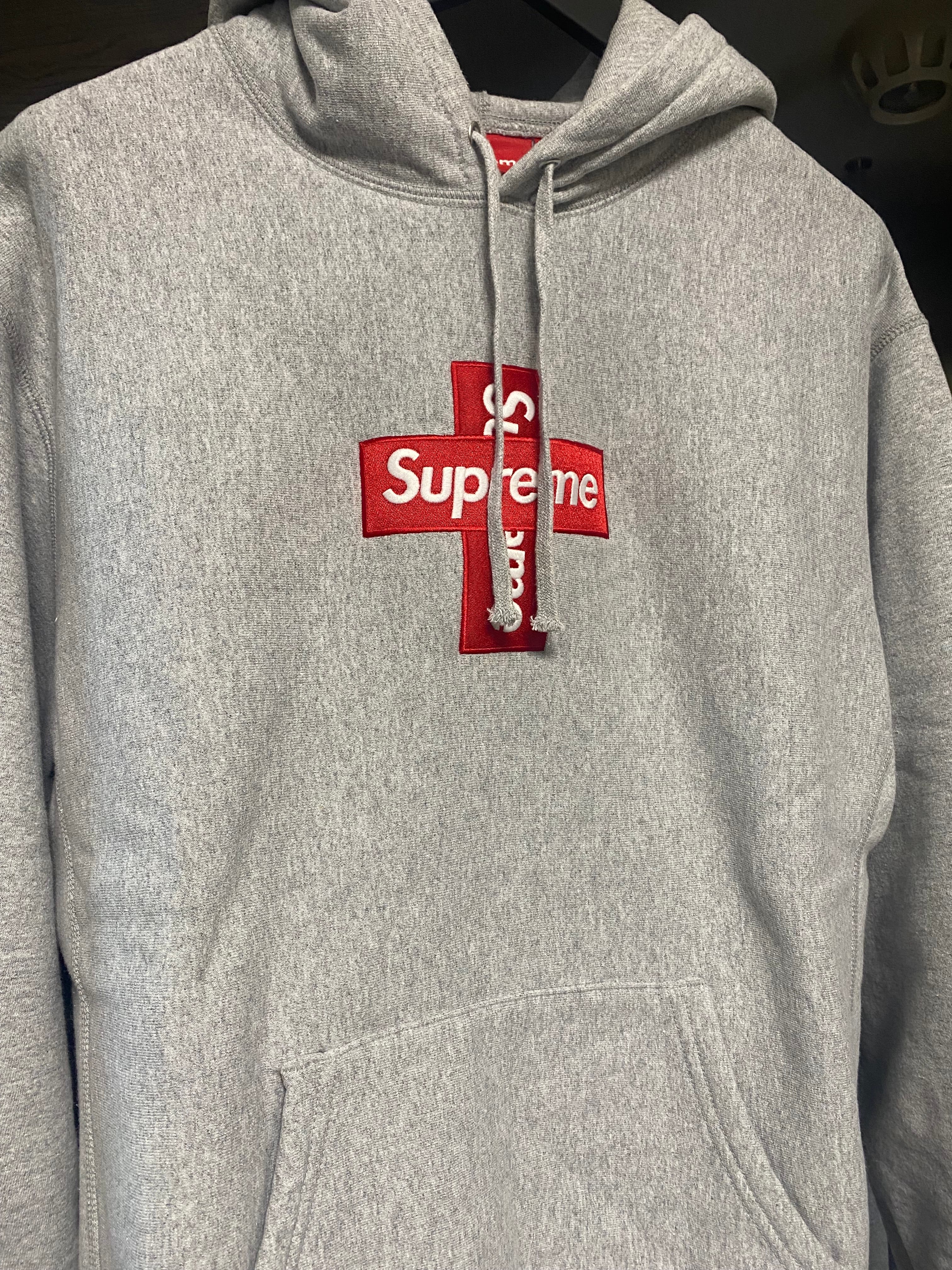 Supreme Cross Box Logo Hooded Sweatshirt "Grey"